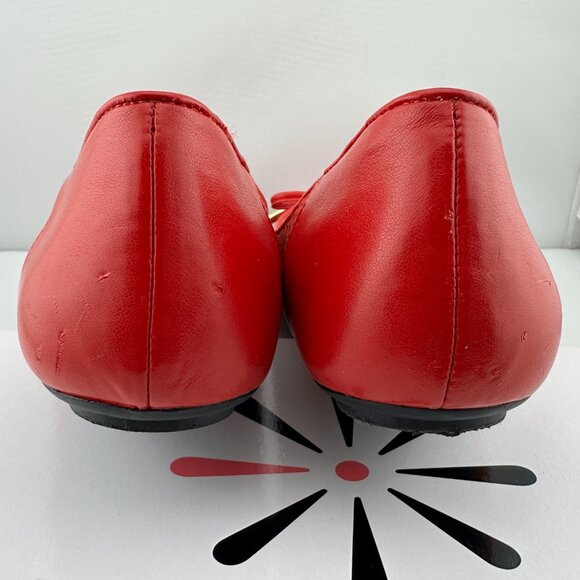 ISAAC MIZRAHI LIVE! Red Leather Ballet Flats with Bow – Size 7M - Picture 5 of 8